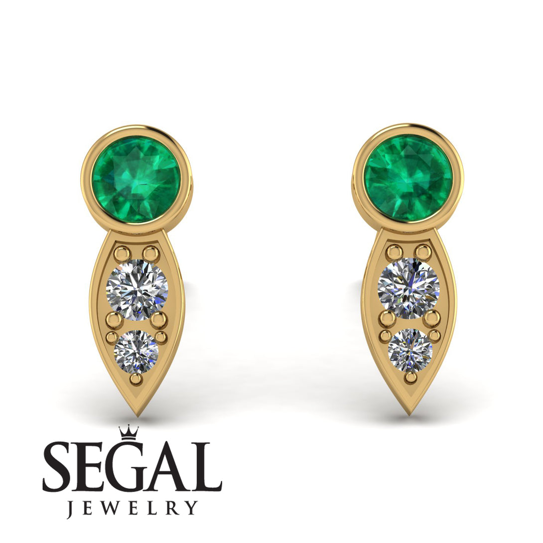 Bezel Emerald Earrings In Pear Shaped - Aniya No. 4