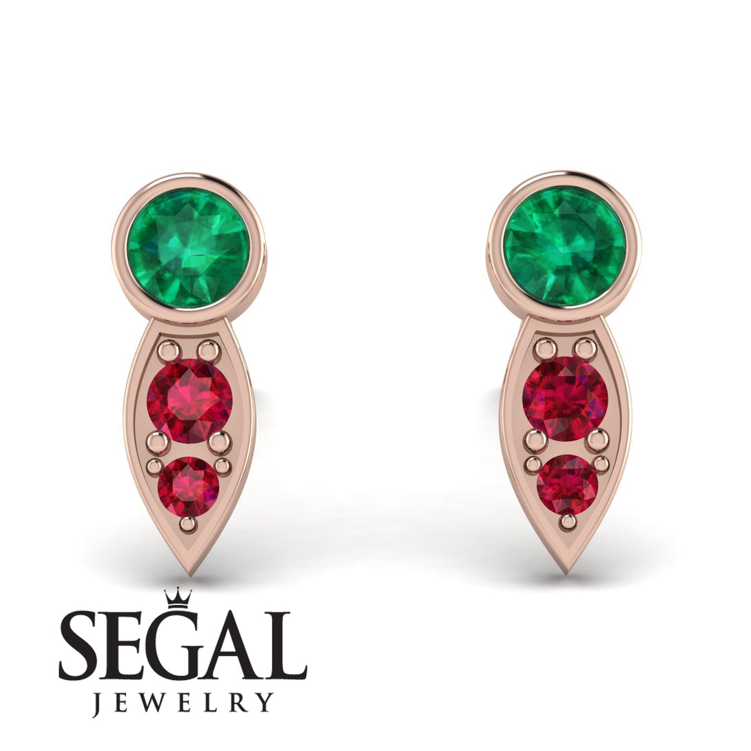 Bezel Emerald Earrings In Pear Shaped - Aniya No. 50