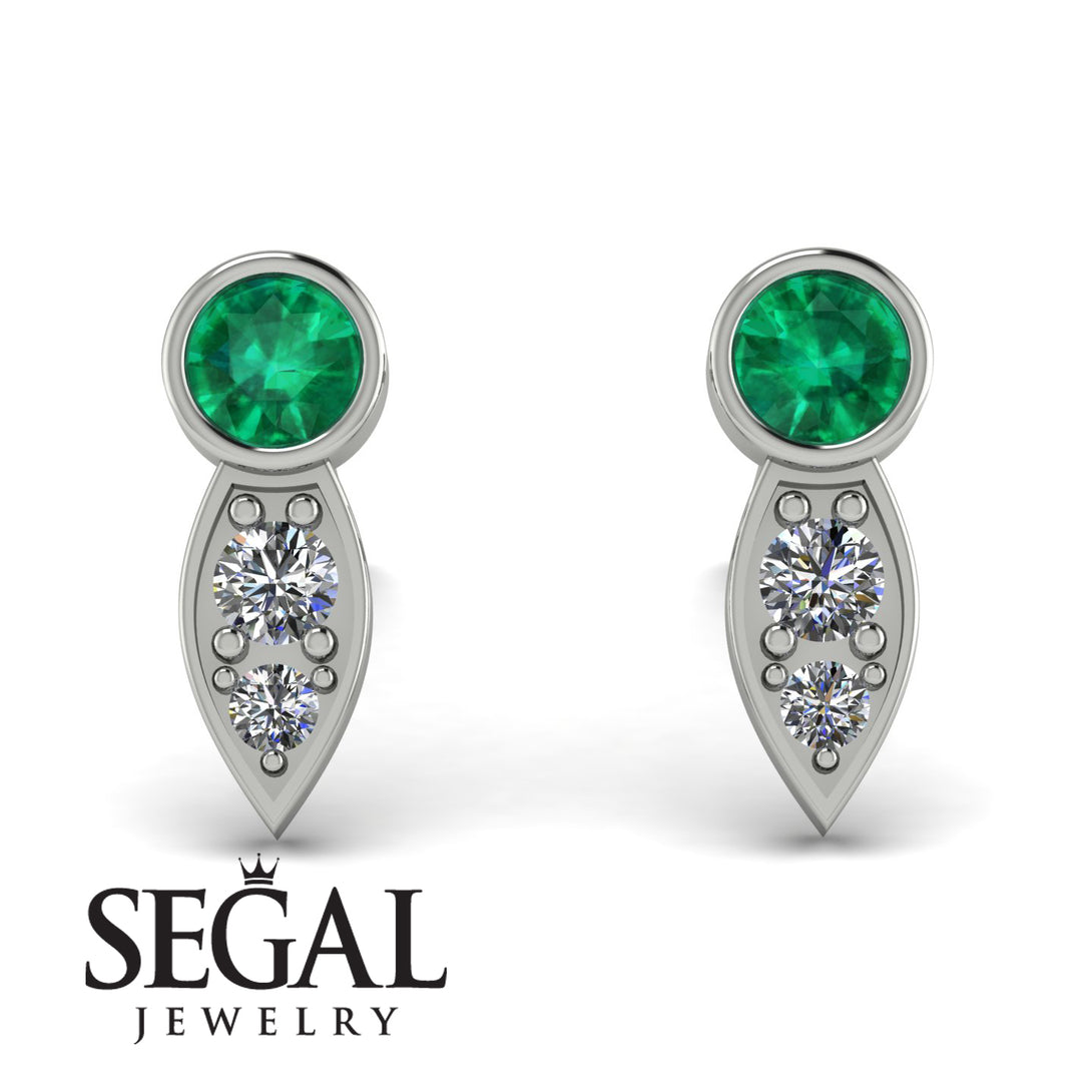 Bezel Emerald Earrings In Pear Shaped - Aniya No. 6