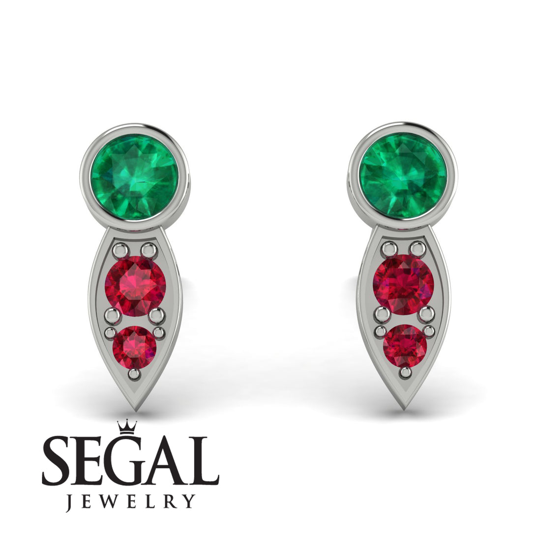 Bezel Emerald Earrings In Pear Shaped - Aniya No. 51