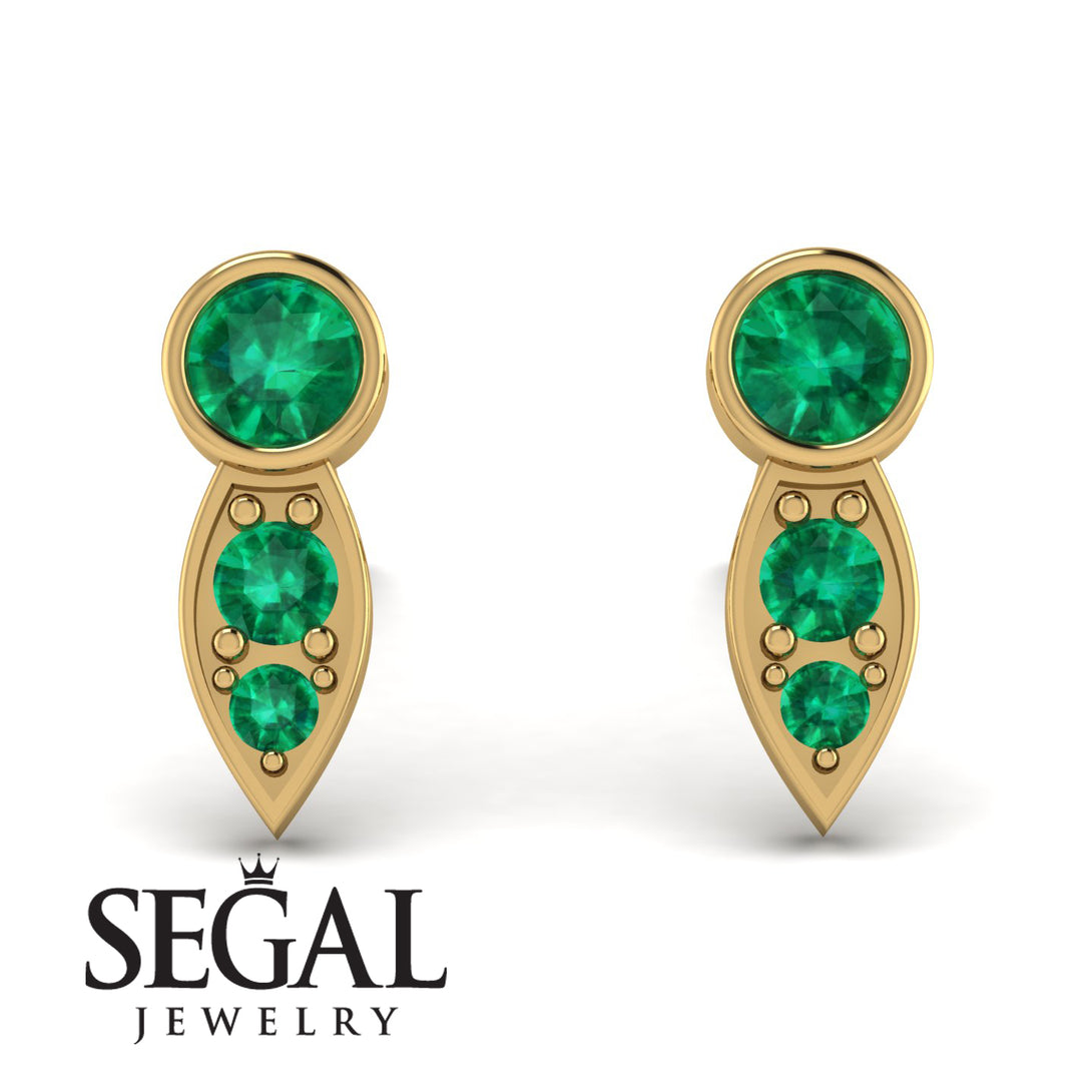 Bezel Emerald Earrings In Pear Shaped - Aniya No. 19