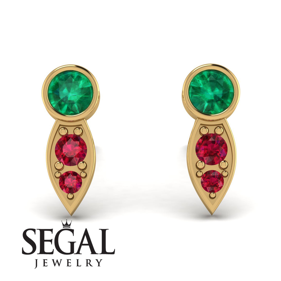 Bezel Emerald Earrings In Pear Shaped - Aniya No. 49
