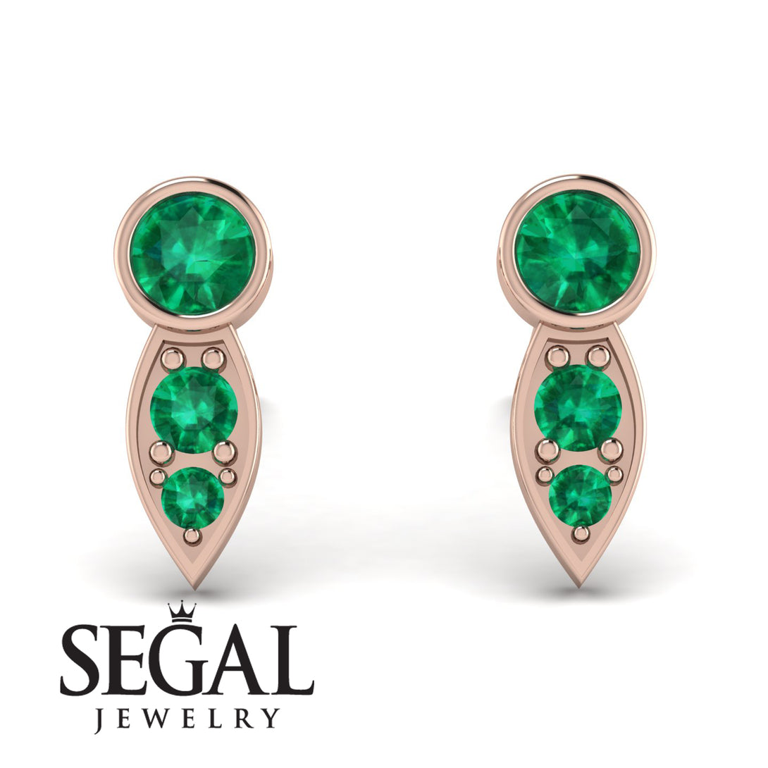 Bezel Emerald Earrings In Pear Shaped - Aniya No. 20