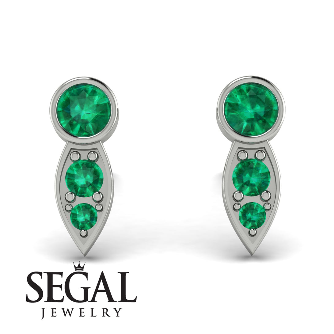 Bezel Emerald Earrings In Pear Shaped - Aniya No. 21