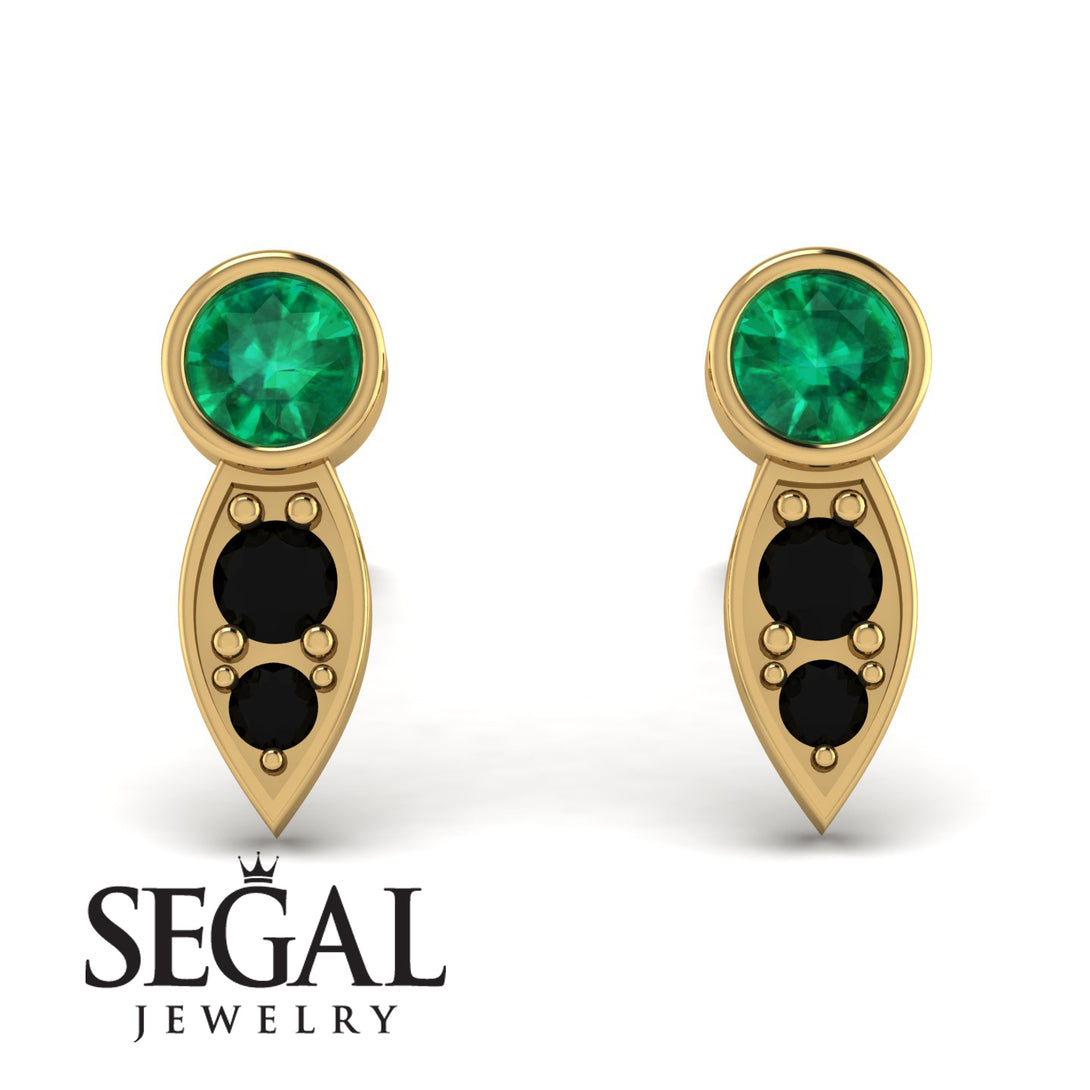 Bezel Emerald Earrings In Pear Shaped - Aniya No. 34