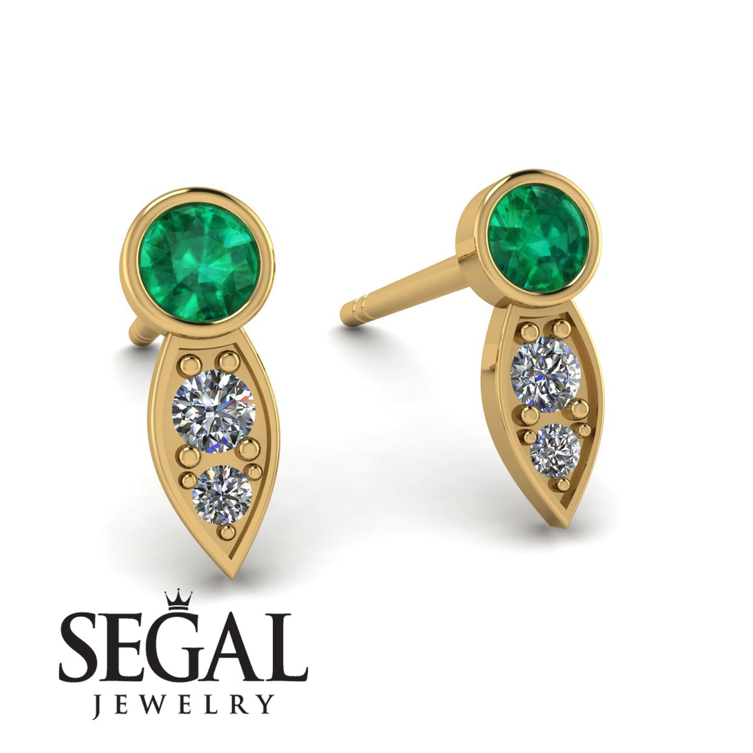 Bezel Emerald Earrings In Pear Shaped - Aniya No. 4