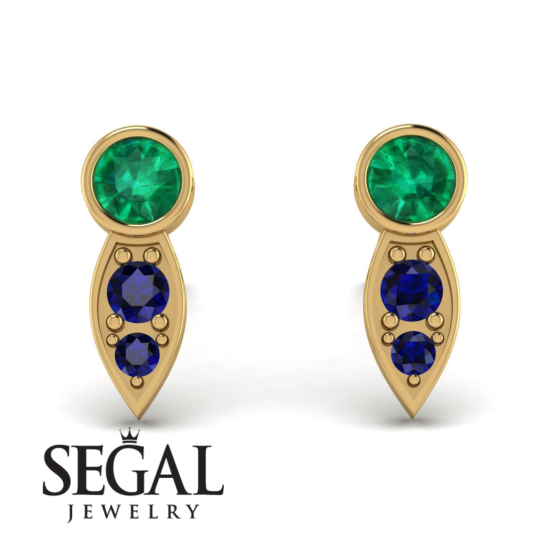 Bezel Emerald Earrings In Pear Shaped - Aniya No. 64