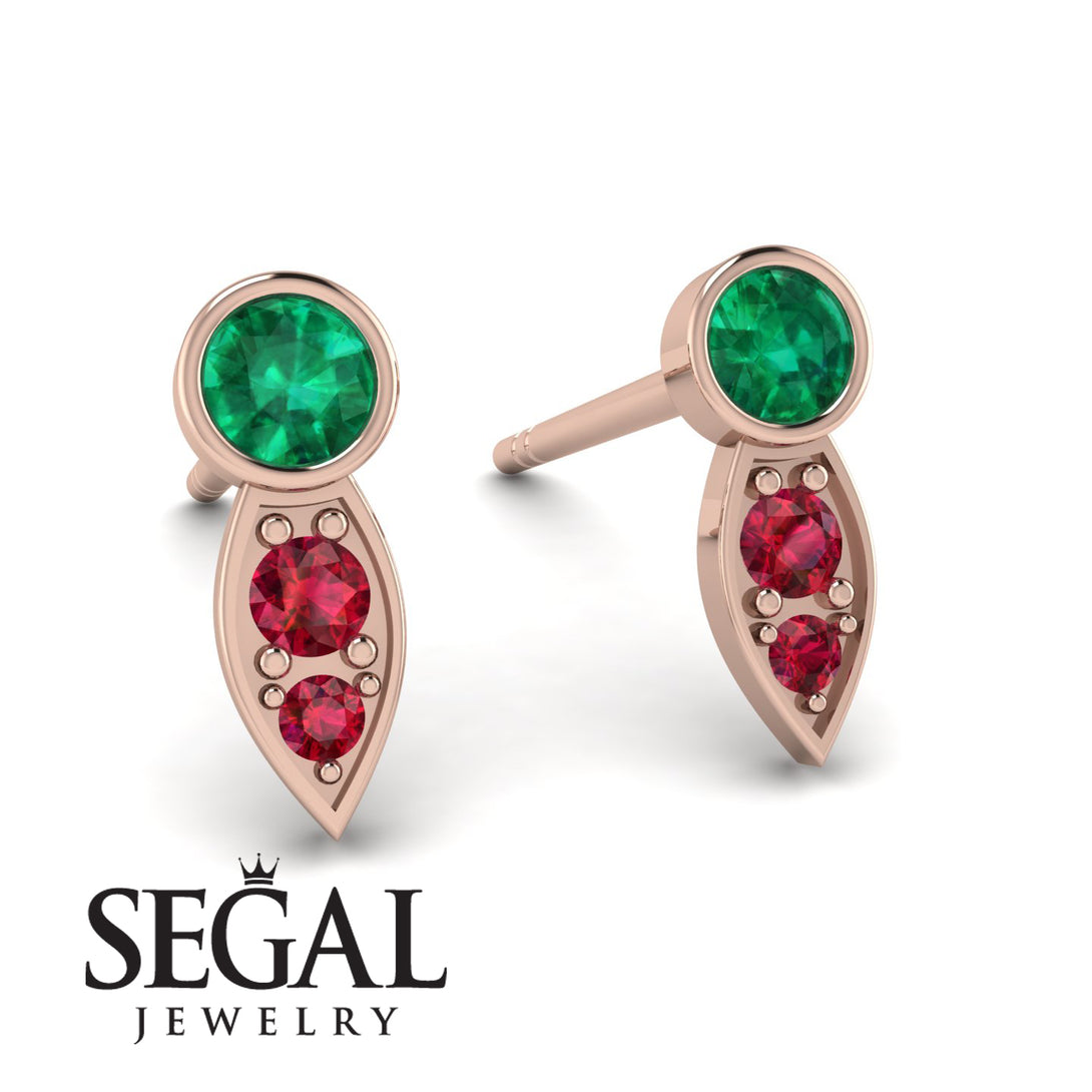 Bezel Emerald Earrings In Pear Shaped - Aniya No. 50