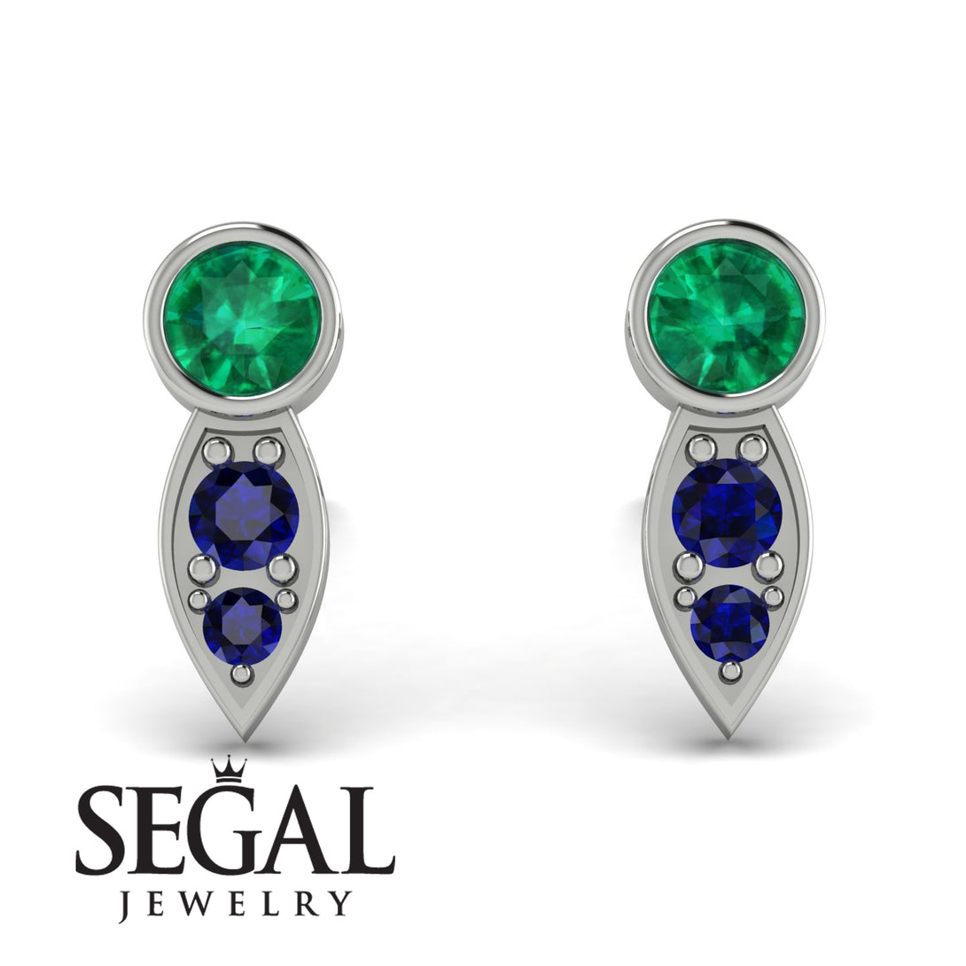 Bezel Emerald Earrings In Pear Shaped - Aniya No. 66