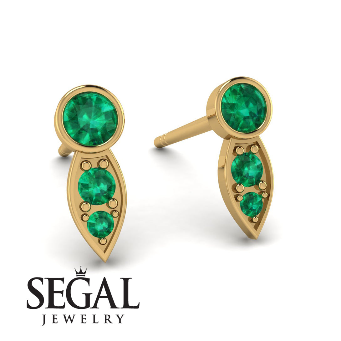Bezel Emerald Earrings In Pear Shaped - Aniya No. 19