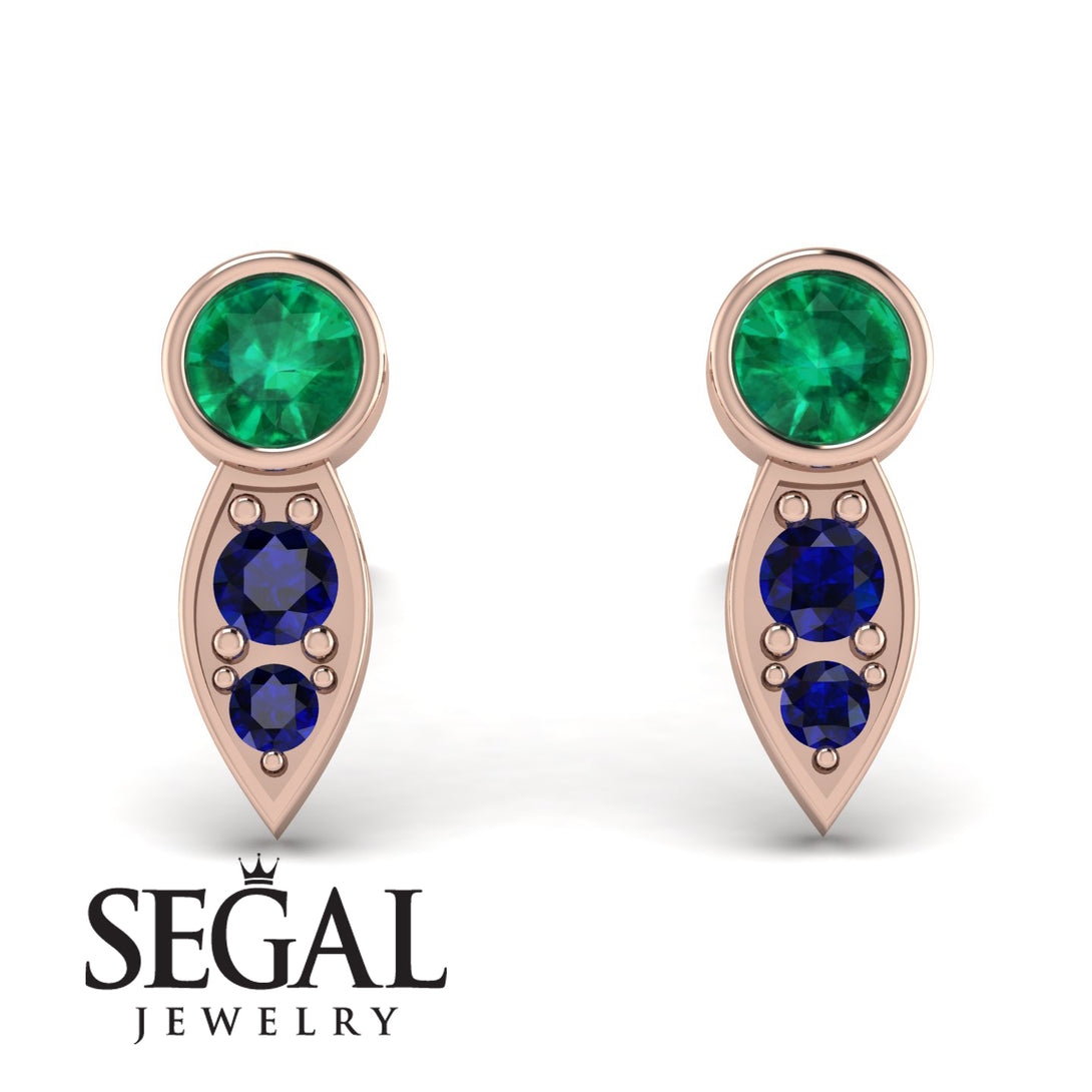 Bezel Emerald Earrings In Pear Shaped - Aniya No. 65