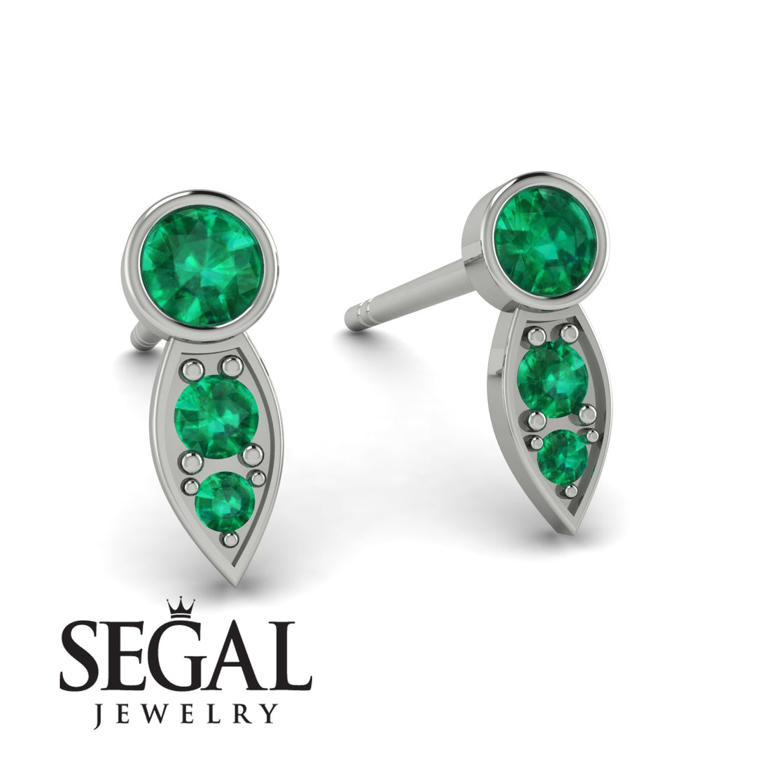 Bezel Emerald Earrings In Pear Shaped - Aniya No. 21