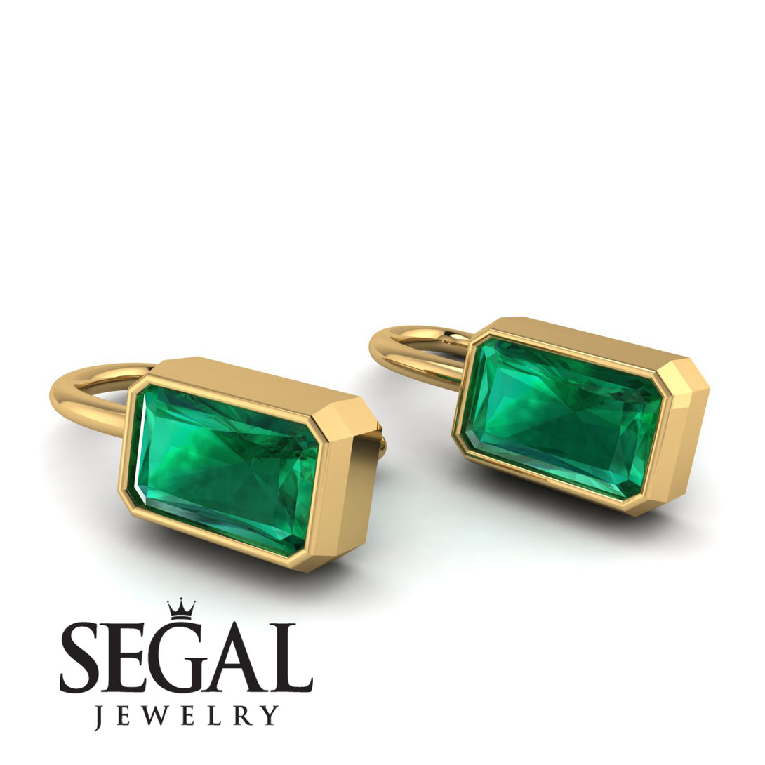 Bezel Emerald Emerald Earrings - Perla No. 4