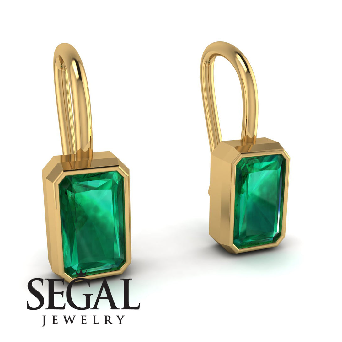Bezel Emerald Emerald Earrings - Perla No. 4