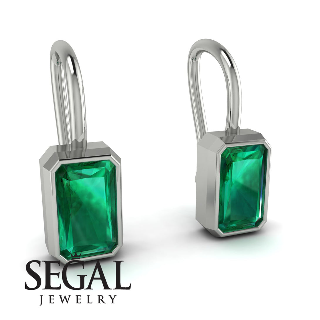 Bezel Emerald Emerald Earrings - Perla No. 6