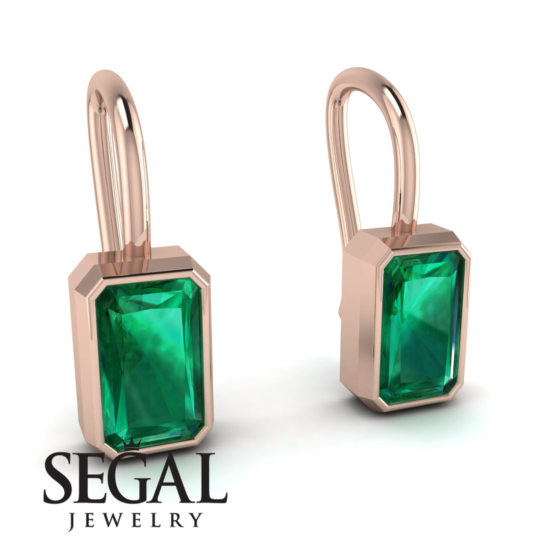 Bezel Emerald Emerald Earrings - Perla No. 5
