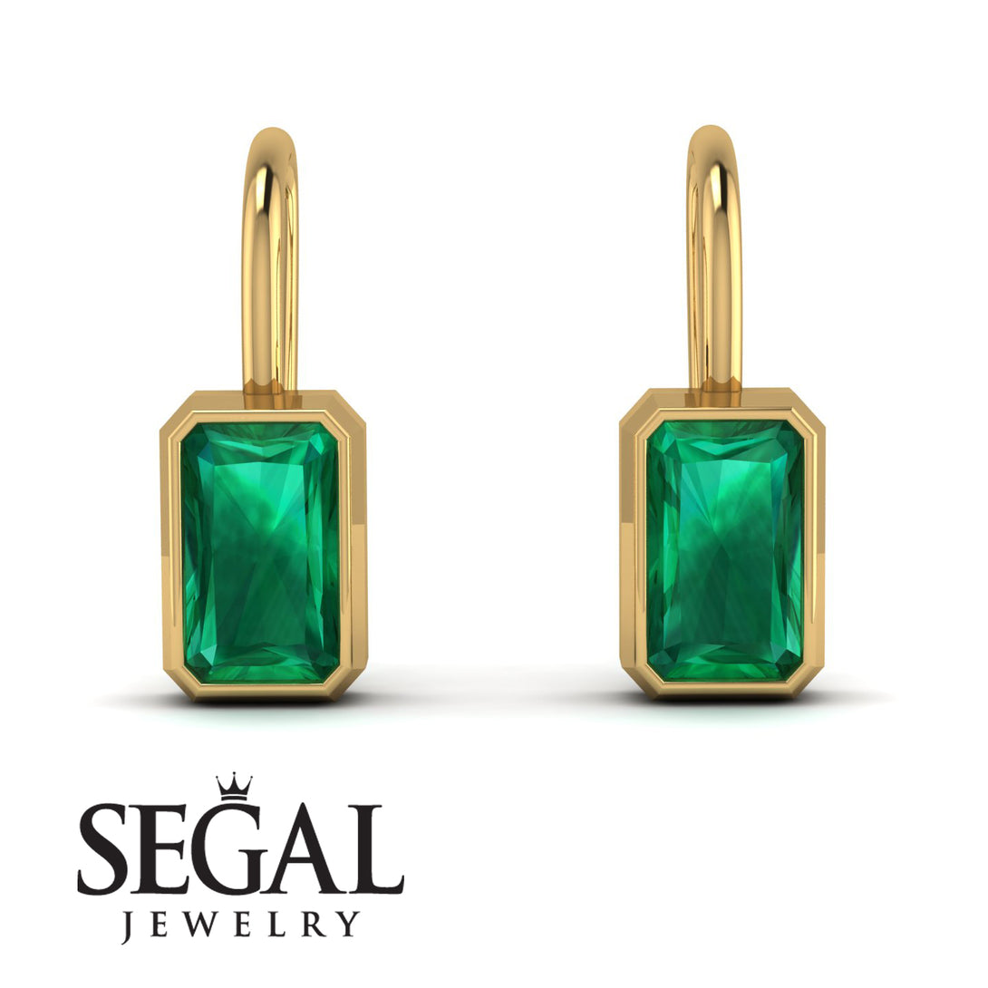Bezel Emerald Emerald Earrings - Perla No. 4