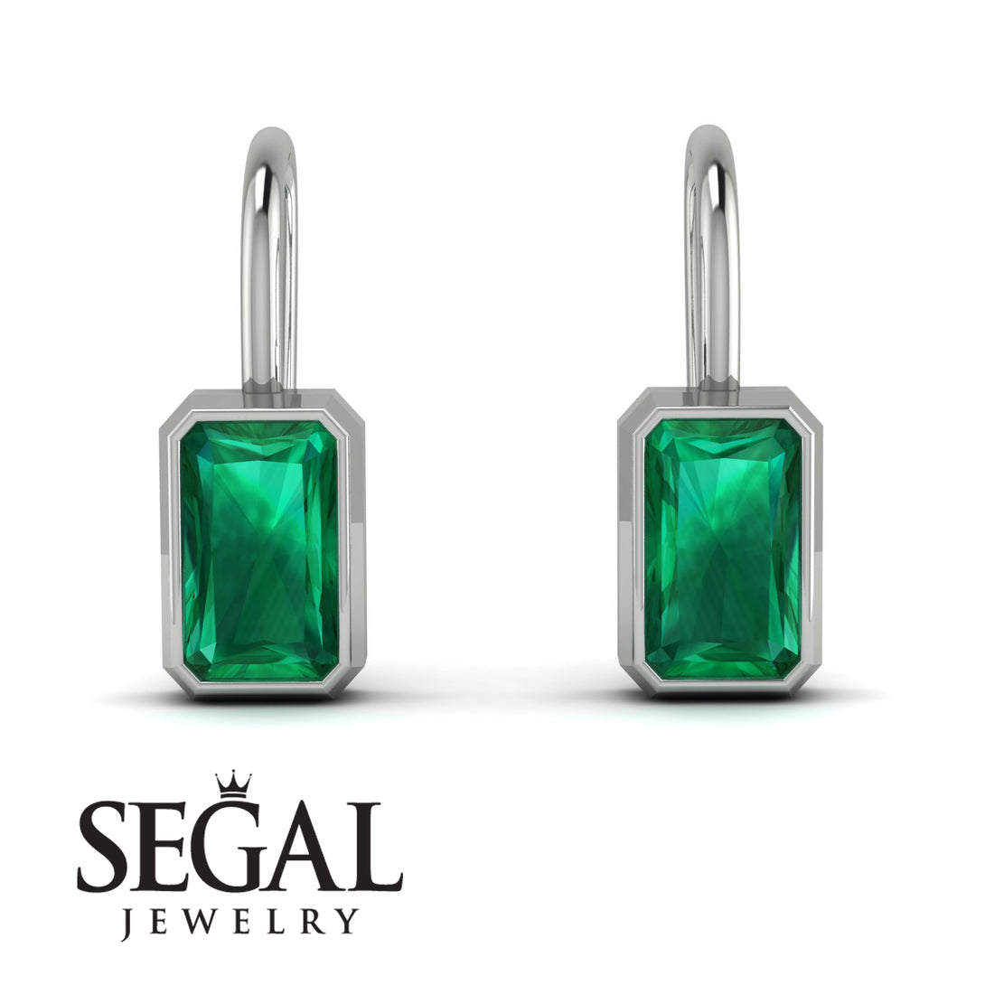 Bezel Emerald Emerald Earrings - Perla No. 6