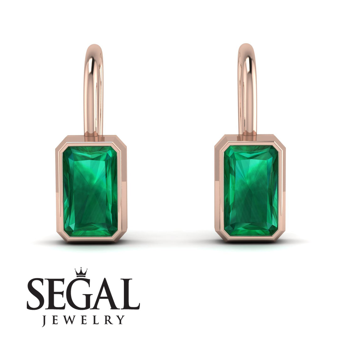 Bezel Emerald Emerald Earrings - Perla No. 5