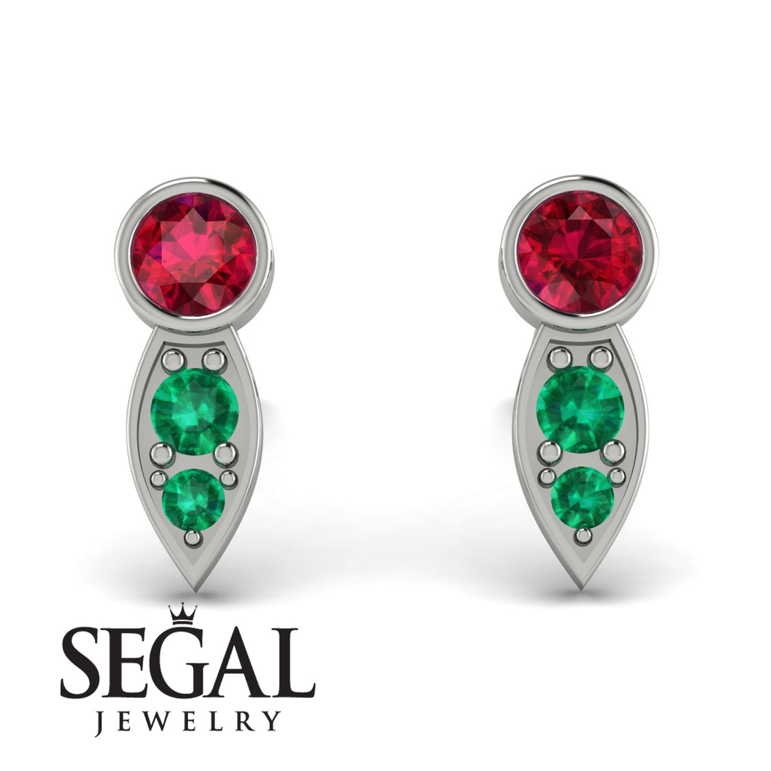 Bezel Ruby Earrings In Pear Shaped - Aniya No. 27