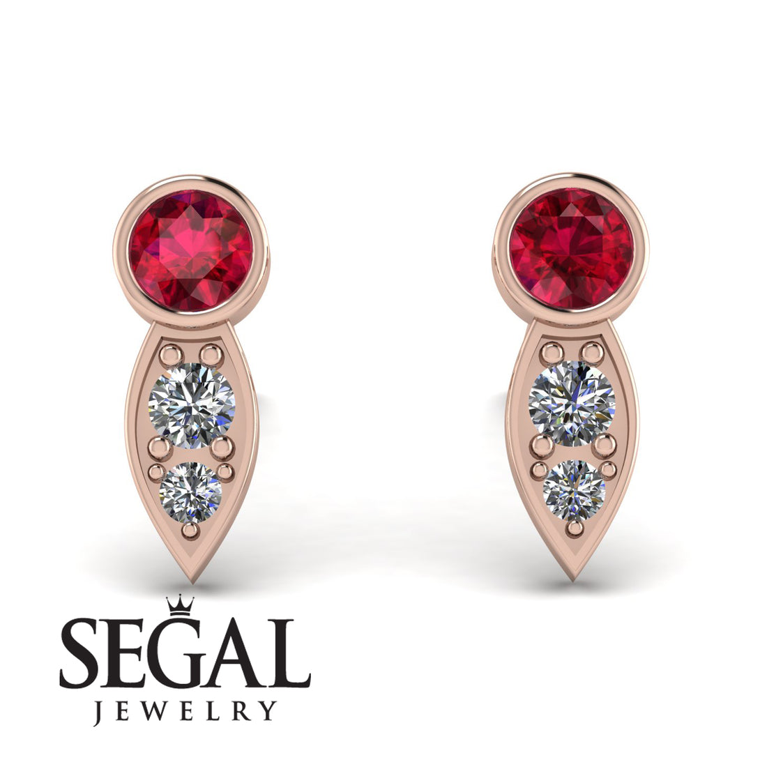 Bezel Ruby Earrings In Pear Shaped - Aniya No. 11