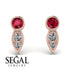 Bezel Ruby Earrings In Pear Shaped - Aniya No. 11