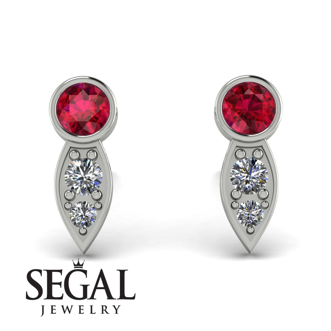 Bezel Ruby Earrings In Pear Shaped - Aniya No. 12