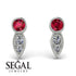 Bezel Ruby Earrings In Pear Shaped - Aniya No. 12