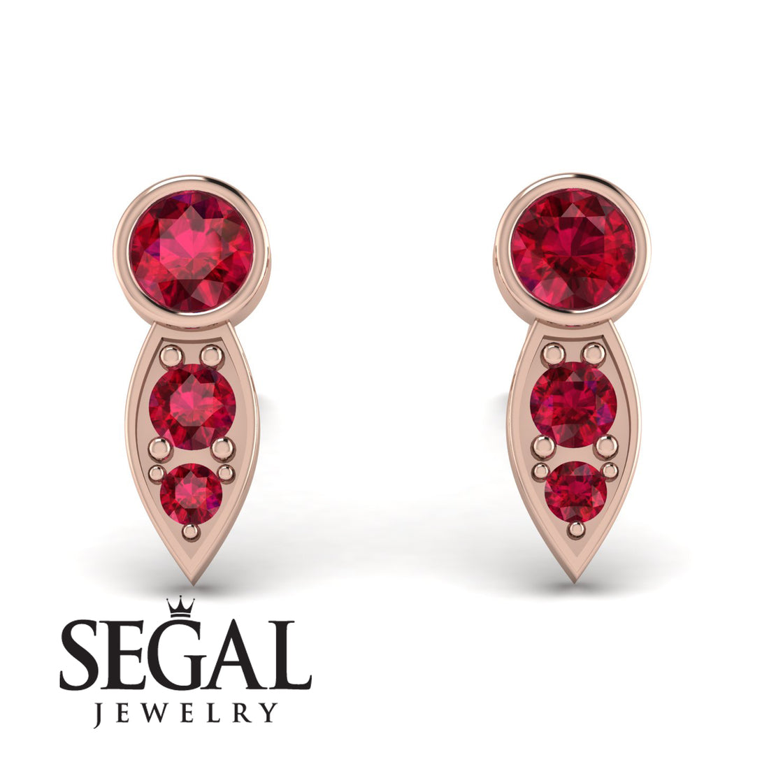 Bezel Ruby Earrings In Pear Shaped - Aniya No. 56