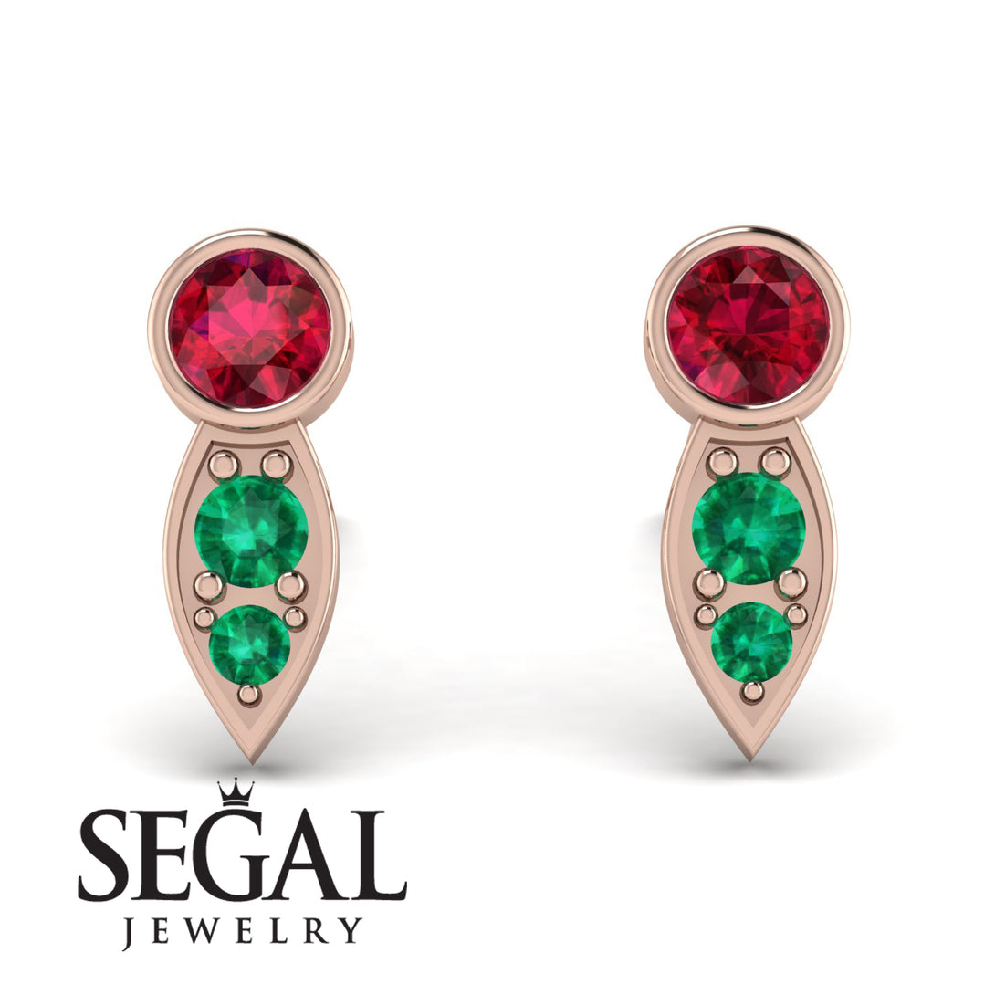 Bezel Ruby Earrings In Pear Shaped - Aniya No. 26