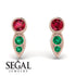Bezel Ruby Earrings In Pear Shaped - Aniya No. 26