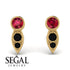 Bezel Ruby Earrings In Pear Shaped - Aniya No. 40