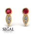 Bezel Ruby Earrings In Pear Shaped - Aniya No. 10