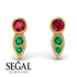 Bezel Ruby Earrings In Pear Shaped - Aniya No. 25