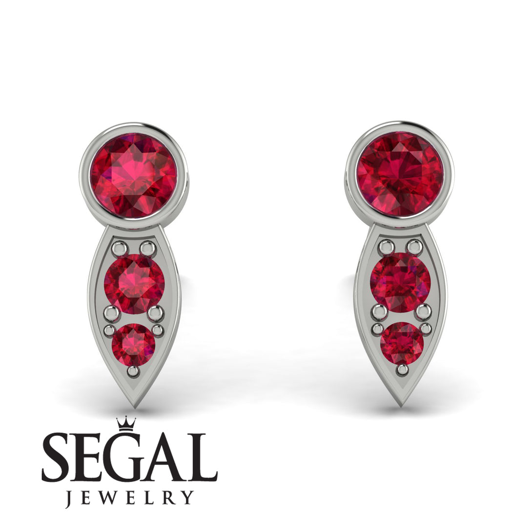 Bezel Ruby Earrings In Pear Shaped - Aniya No. 57