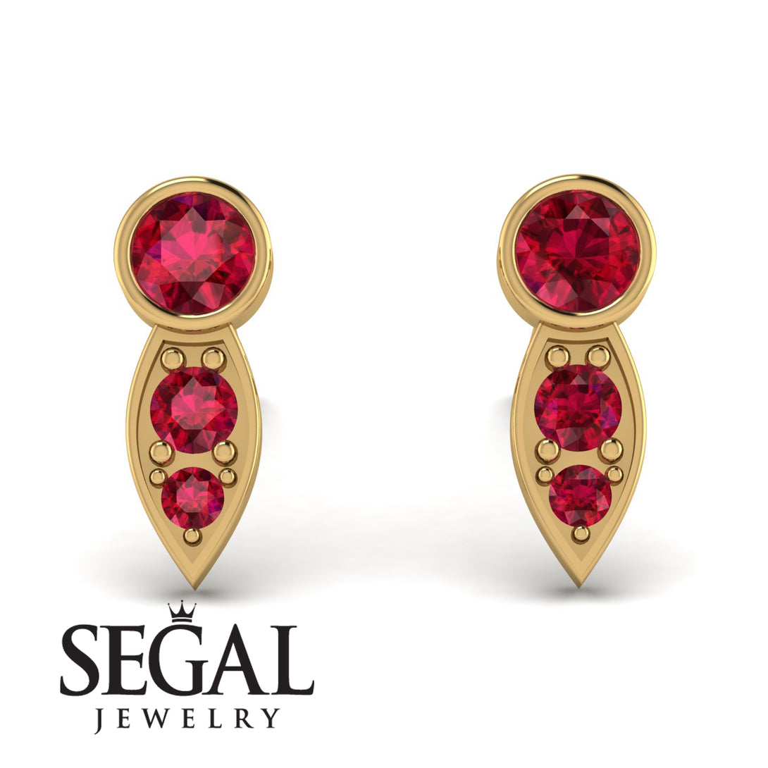 Bezel Ruby Earrings In Pear Shaped - Aniya No. 55