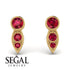 Bezel Ruby Earrings In Pear Shaped - Aniya No. 55