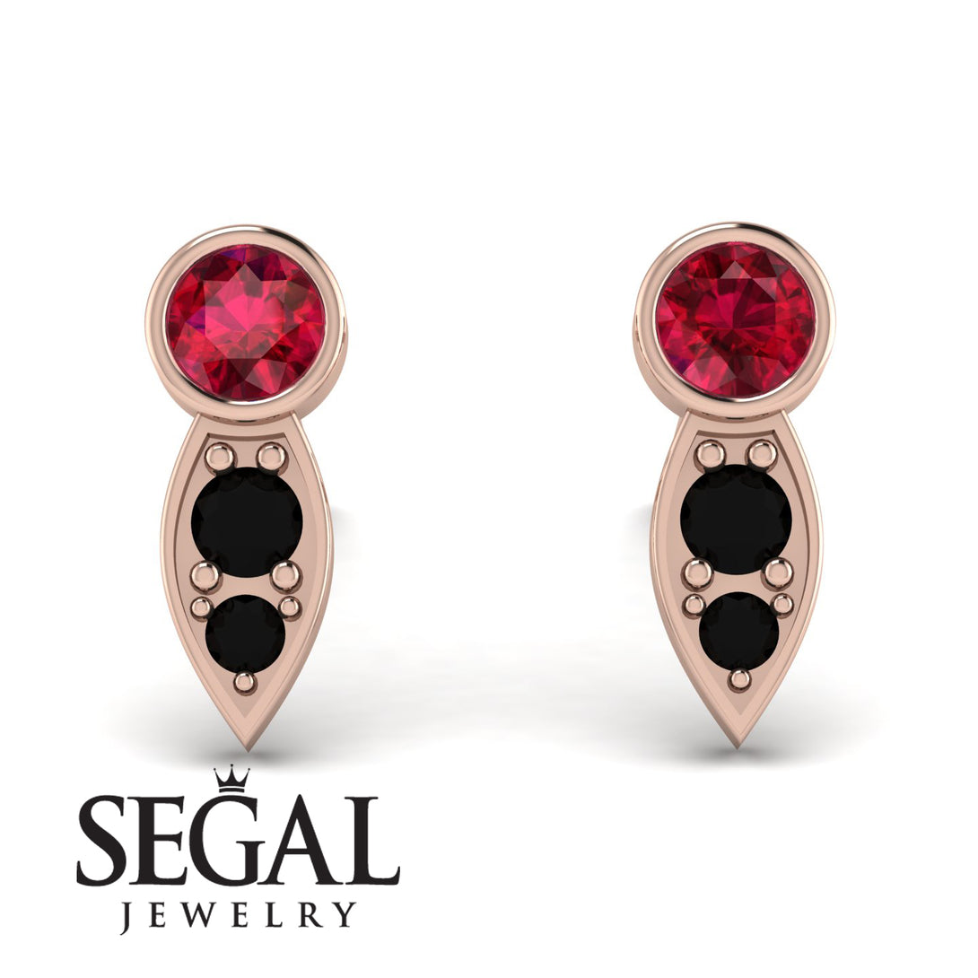Bezel Ruby Earrings In Pear Shaped - Aniya No. 41