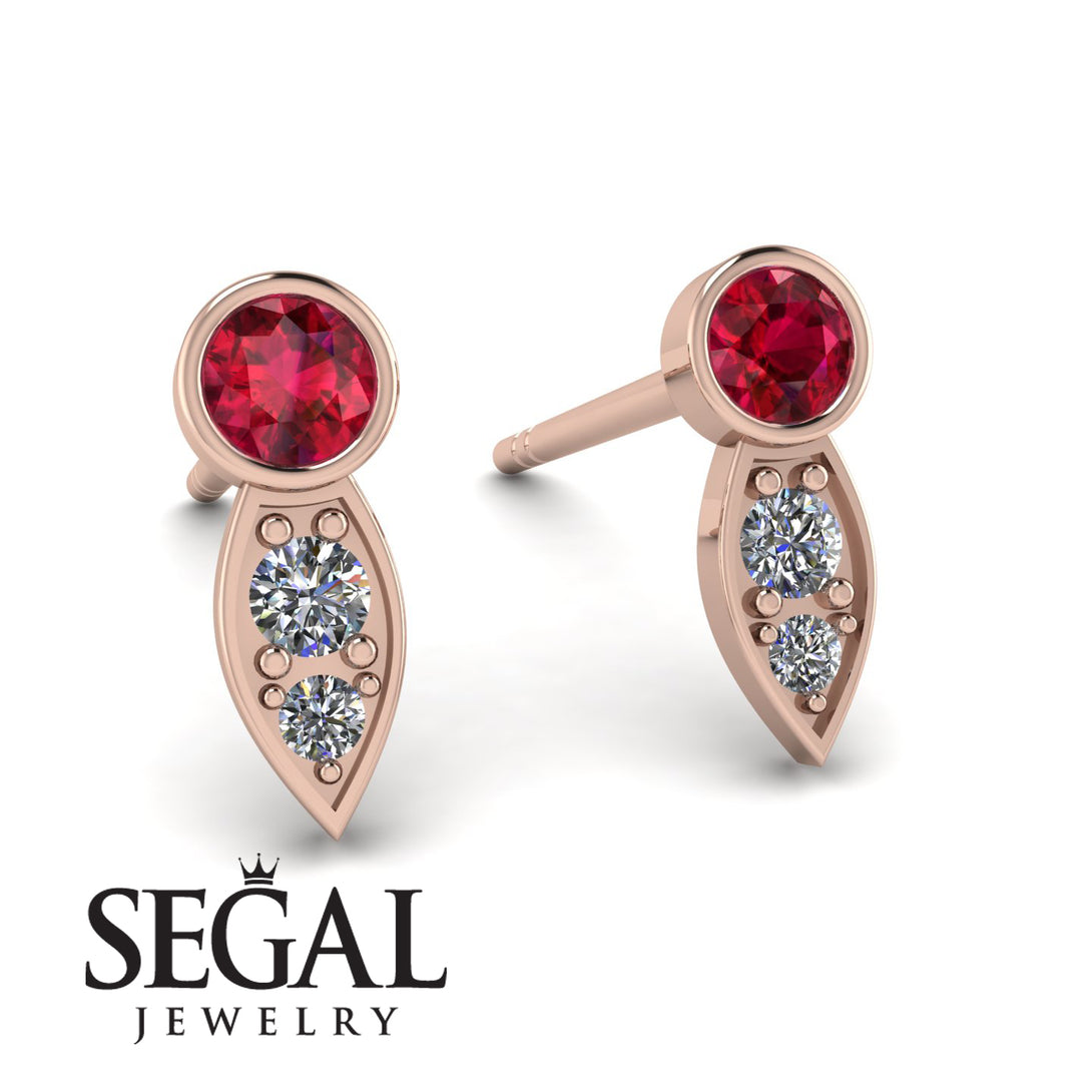 Bezel Ruby Earrings In Pear Shaped - Aniya No. 11