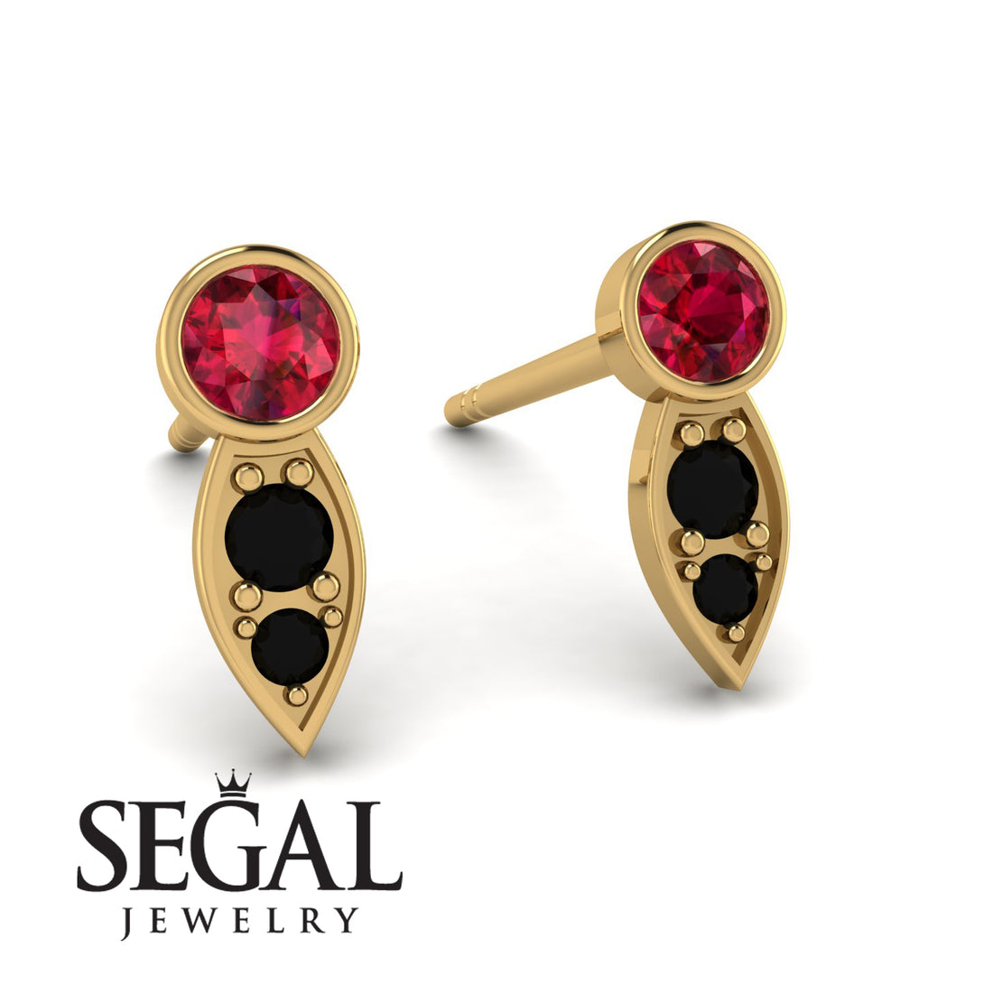 Bezel Ruby Earrings In Pear Shaped - Aniya No. 40