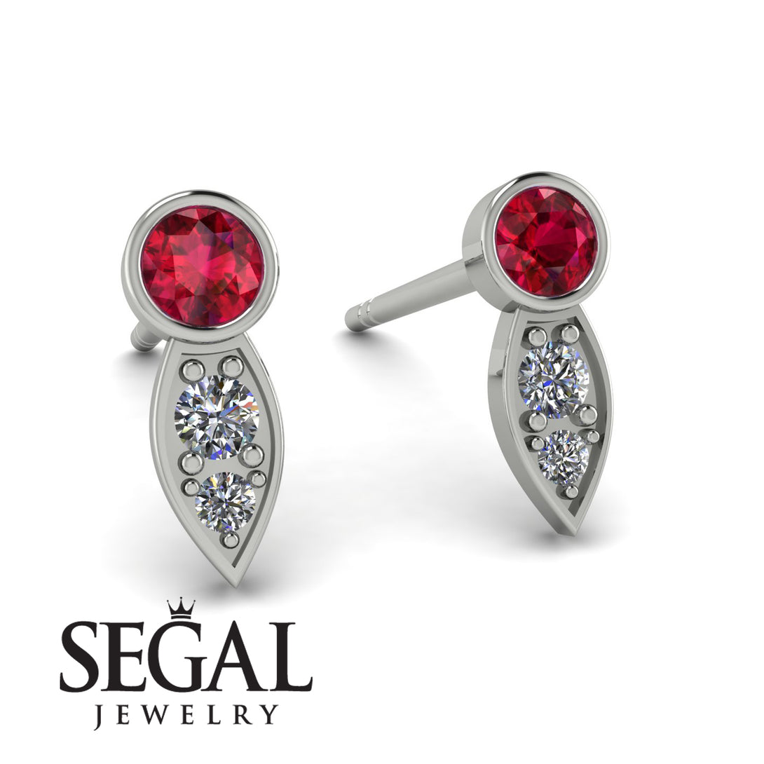 Bezel Ruby Earrings In Pear Shaped - Aniya No. 12