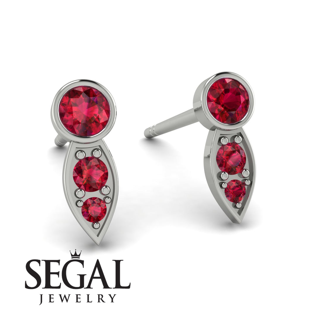 Bezel Ruby Earrings In Pear Shaped - Aniya No. 57