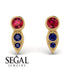 Bezel Ruby Earrings In Pear Shaped - Aniya No. 70 image 2
