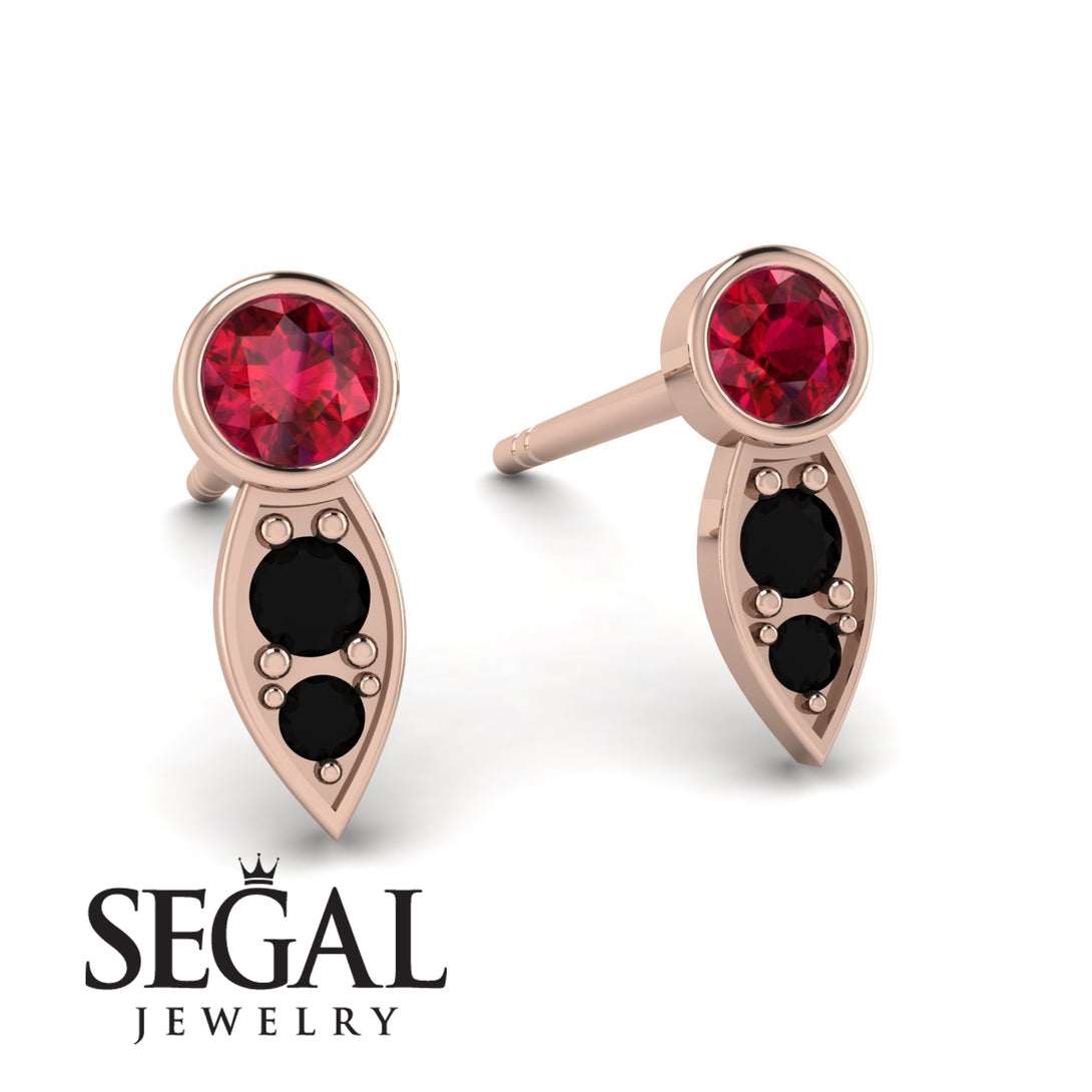 Bezel Ruby Earrings In Pear Shaped - Aniya No. 41
