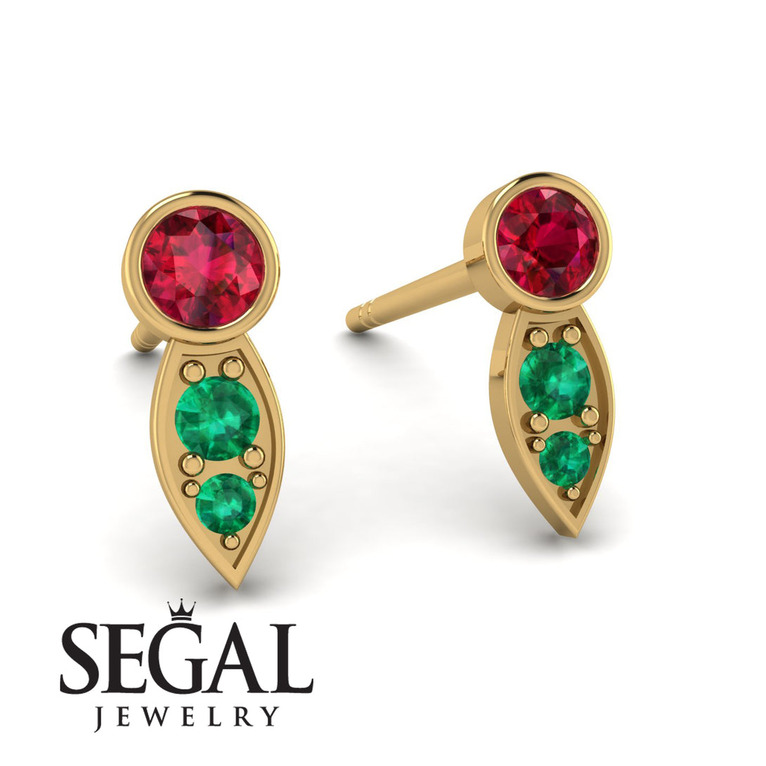 Bezel Ruby Earrings In Pear Shaped - Aniya No. 25