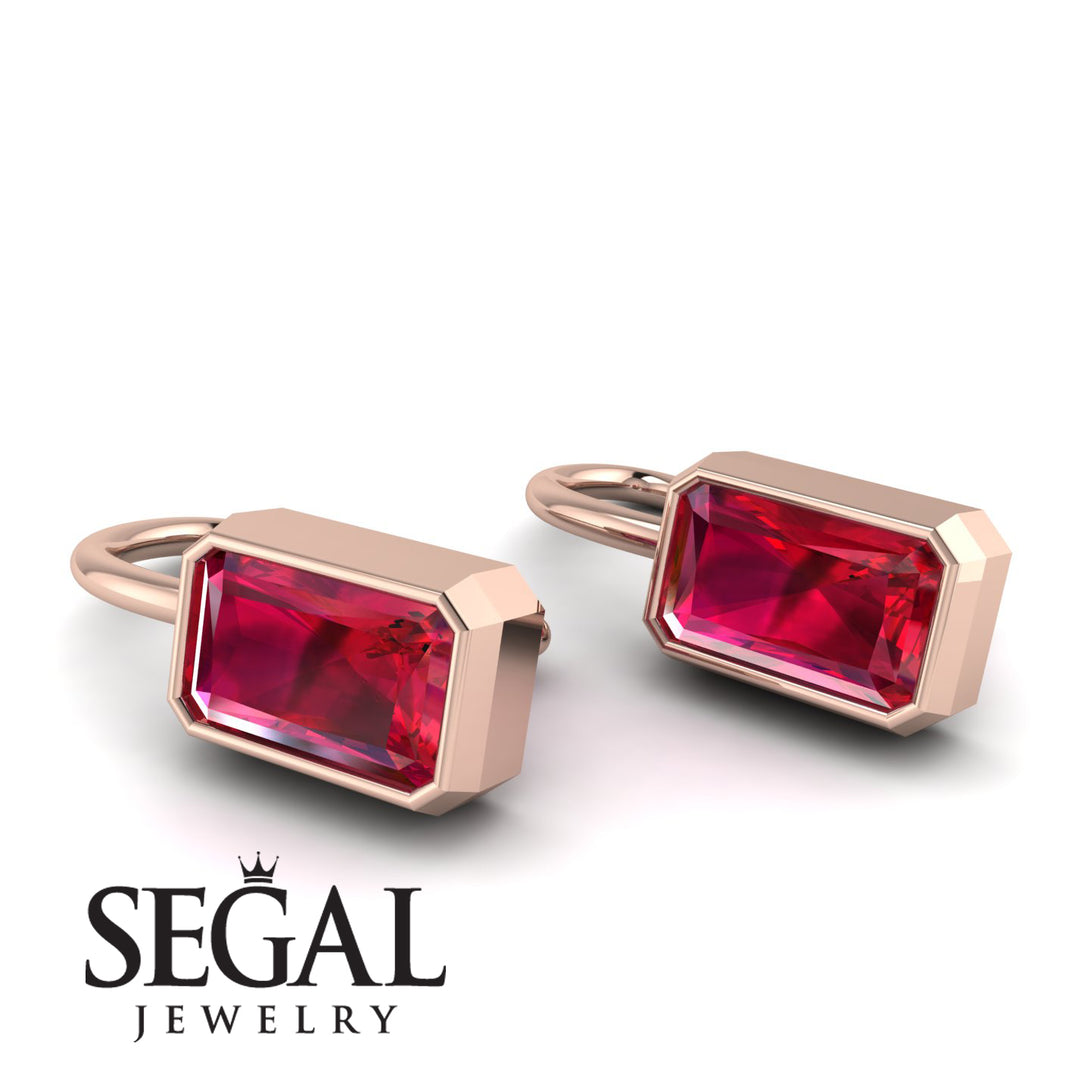 Bezel Ruby Emerald Earrings - Perla No. 11