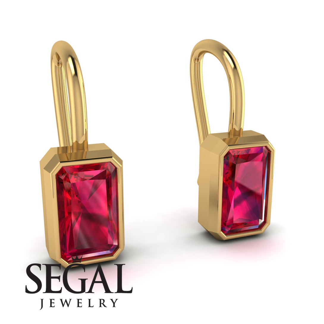 Bezel Ruby Emerald Earrings - Perla No. 10