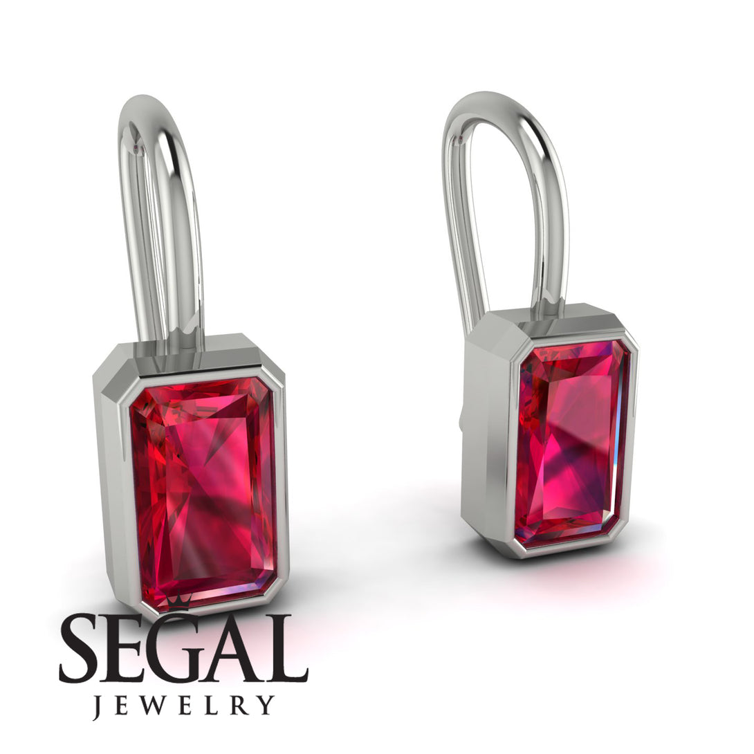 Bezel Ruby Emerald Earrings - Perla No. 12