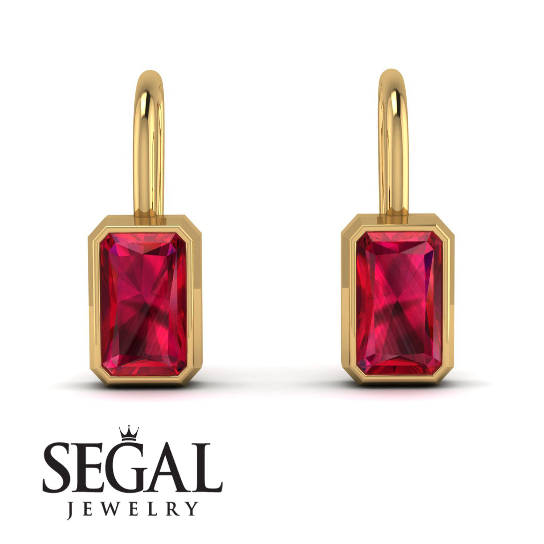 Bezel Ruby Emerald Earrings - Perla No. 10