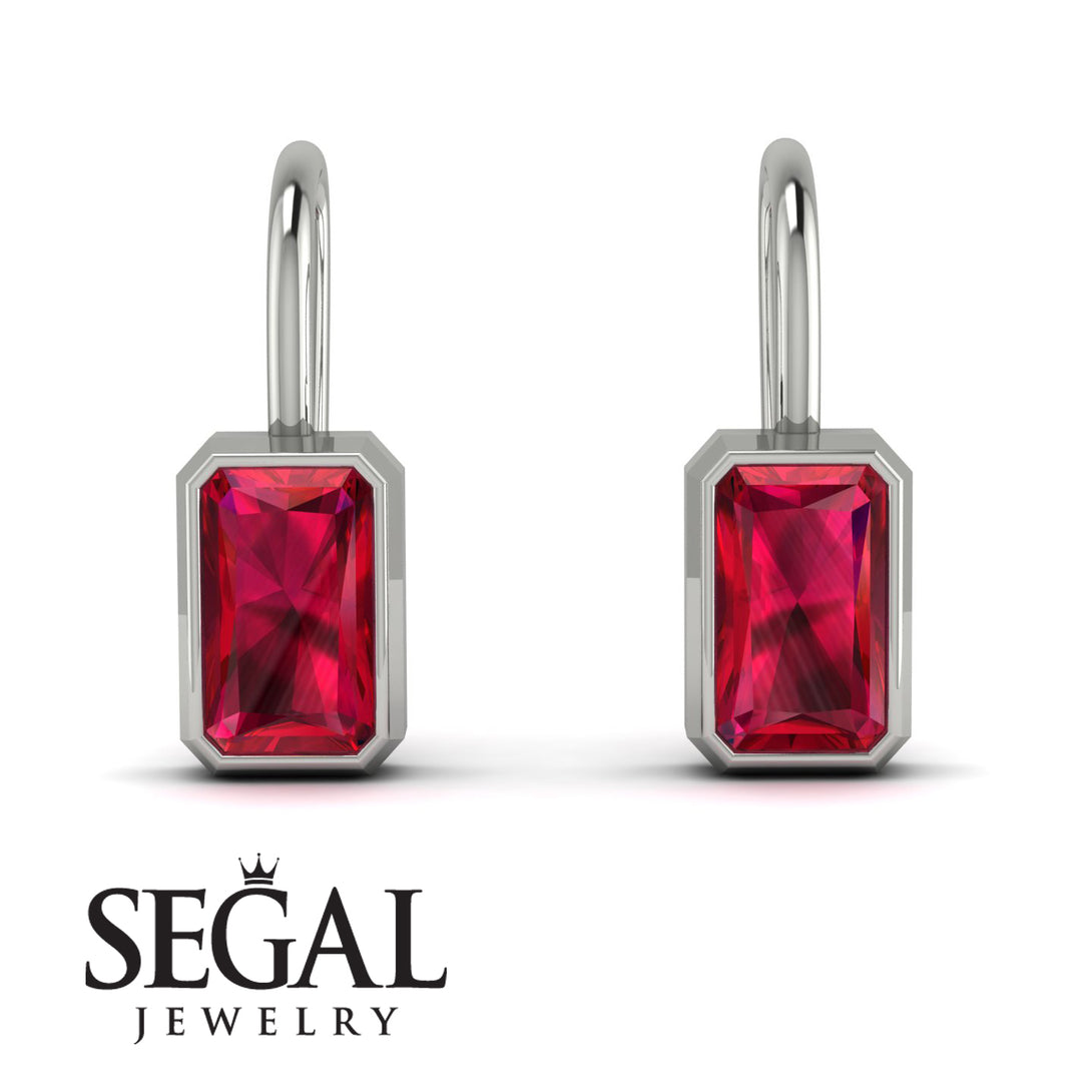 Bezel Ruby Emerald Earrings - Perla No. 12